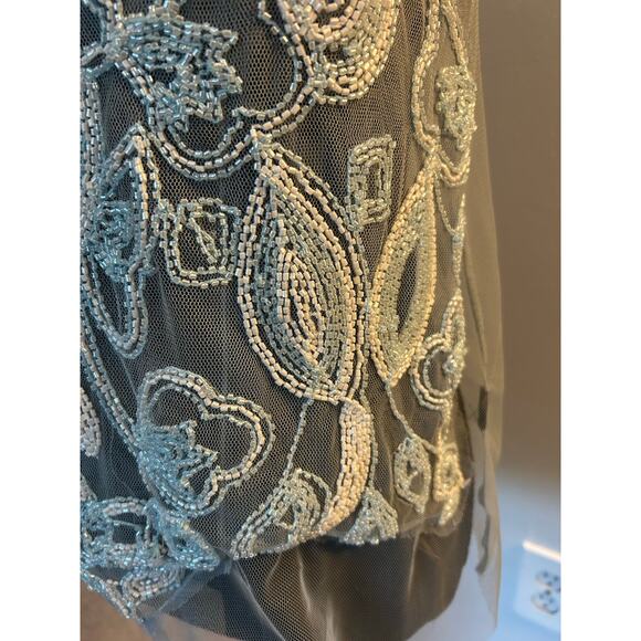 Blue Frost Beaded Tulle Top Black Label Urban Outfitters - Picture 8 of 10